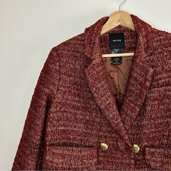 Smythe Orange Metallic Wool Tweed Blazer Size 6 - Picture 8 of 10